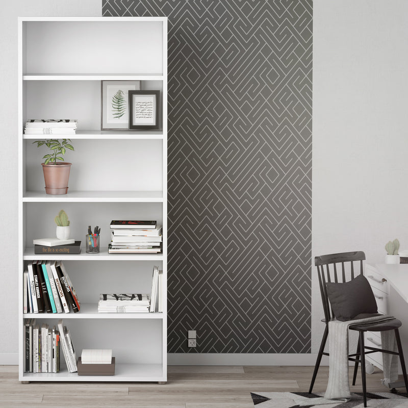 Prima Bookcase 5 Shelves – White – image 4