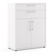 Prima Bookcase 1 Shelf With 2 Drawers 2 Doors Woodgrain – White – image 1