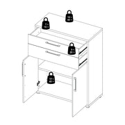 Prima Bookcase 1 Shelf With 2 Drawers 2 Doors Woodgrain – White – image 10