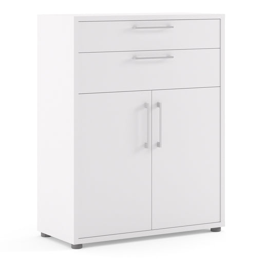 Prima Bookcase 1 Shelf With 2 Drawers 2 Doors Woodgrain – White – image 1