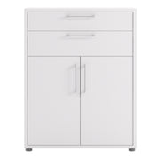 Prima Bookcase 1 Shelf With 2 Drawers 2 Doors Woodgrain – White – image 2