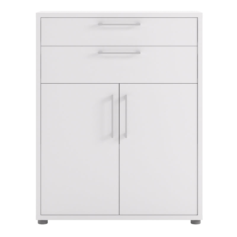 Prima Bookcase 1 Shelf With 2 Drawers 2 Doors Woodgrain – White – image 2