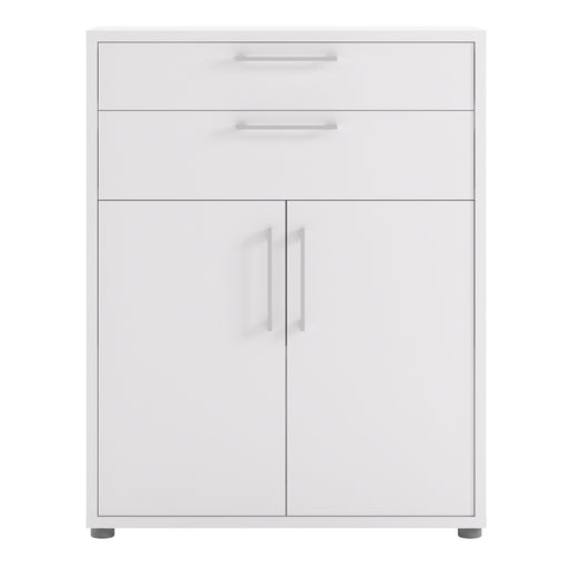 Prima Bookcase 1 Shelf With 2 Drawers 2 Doors Woodgrain – White – image 2