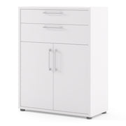 Prima Bookcase 1 Shelf With 2 Drawers 2 Doors Woodgrain – White – image 3