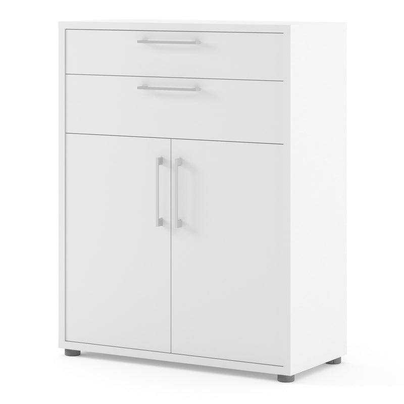Prima Bookcase 1 Shelf With 2 Drawers 2 Doors Woodgrain – White – image 3