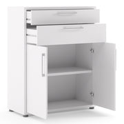 Prima Bookcase 1 Shelf With 2 Drawers 2 Doors Woodgrain – White – image 4