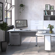 Prima Bookcase 1 Shelf With 2 Drawers 2 Doors Woodgrain – White – image 5
