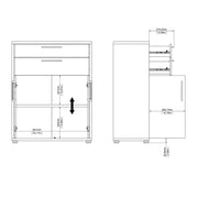 Prima Bookcase 1 Shelf With 2 Drawers 2 Doors Woodgrain – White – image 9