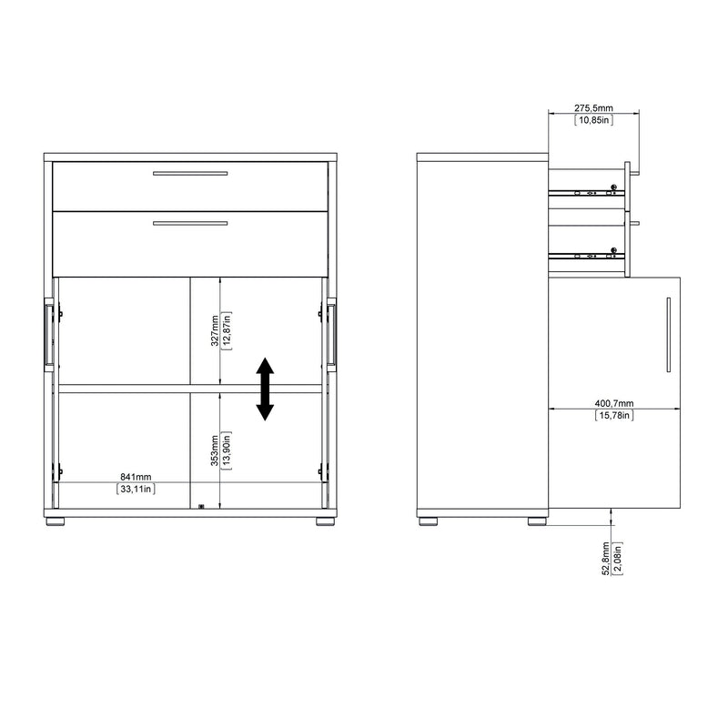 Prima Bookcase 1 Shelf With 2 Drawers 2 Doors Woodgrain – Oak – image 10