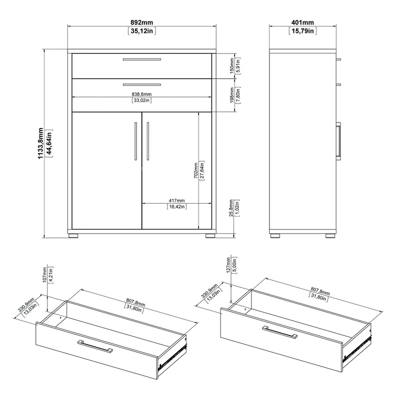 Prima Bookcase 1 Shelf With 2 Drawers 2 Doors Woodgrain – Oak – image 9