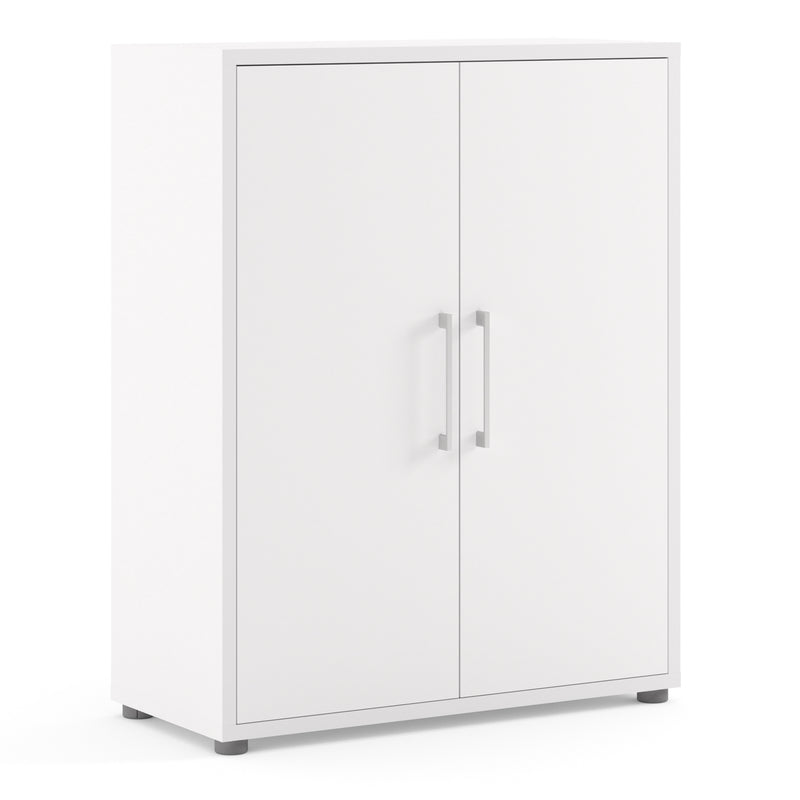 Prima Bookcase 2 Shelves with 2 Doors Woodgrain – White – image 1