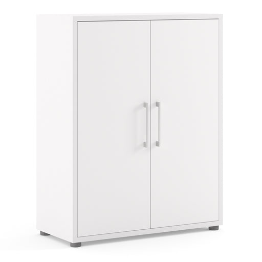 Prima Bookcase 2 Shelves with 2 Doors Woodgrain – White – image 1