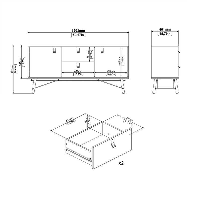 Ry Sideboard 2 Doors 2 Drawers – image 10