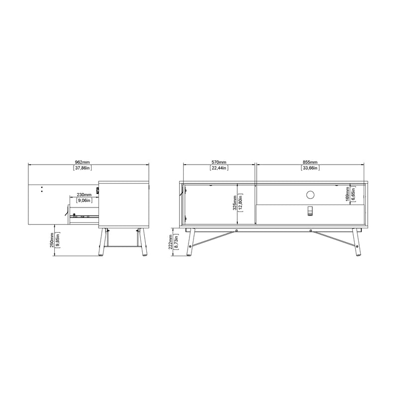 Ry TV Unit 1 Door 1 Drawer in Matt Black Walnut – image 12