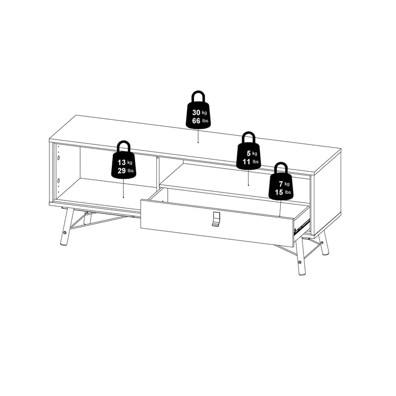 Ry TV Unit 1 Door 1 Drawer in Matt Black Walnut – image 13