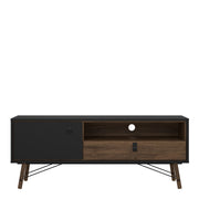 Ry TV Unit 1 Door 1 Drawer in Matt Black Walnut – image 2