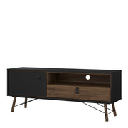 Ry TV Unit 1 Door 1 Drawer in Matt Black Walnut – image 3
