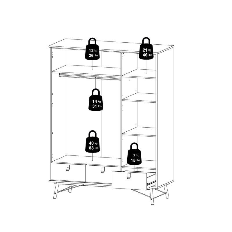 Ry Wardrobe 3 Doors 3 Drawers in Jackson – image 13