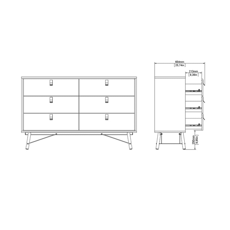 Ry Wide Double Chest of Drawers 6 Drawers in Jackson – image 12