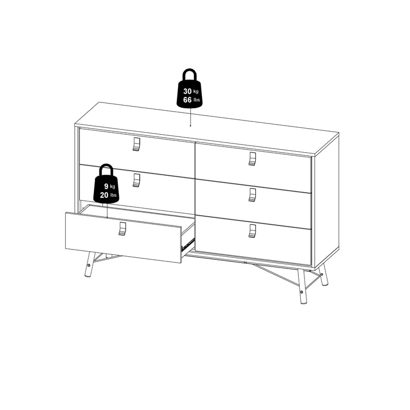 Ry Wide Double Chest of Drawers 6 Drawers in Jackson – image 13