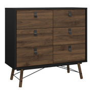 Ry Double Chest of Drawers 6 Drawers in Matt Black Walnut – image 1
