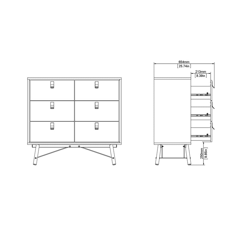 Ry Double Chest of Drawers 6 Drawers in Matt Black Walnut – image 11