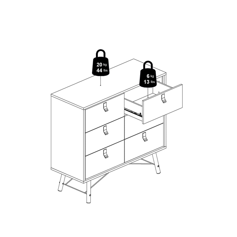 Ry Double Chest of Drawers 6 Drawers in Matt Black Walnut – image 12