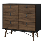Ry Double Chest of Drawers 6 Drawers in Matt Black Walnut – image 3