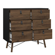 Ry Double Chest of Drawers 6 Drawers in Matt Black Walnut – image 5