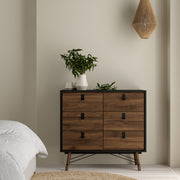 Ry Double Chest of Drawers 6 Drawers in Matt Black Walnut – image 6