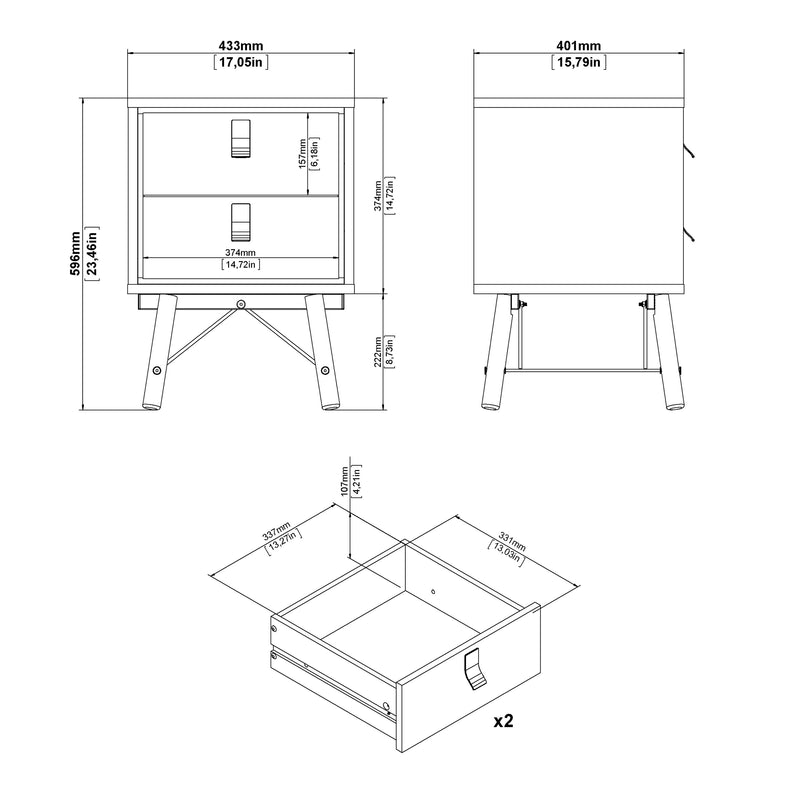 Ry Bedside Cabinet 2 Drawer – image 11