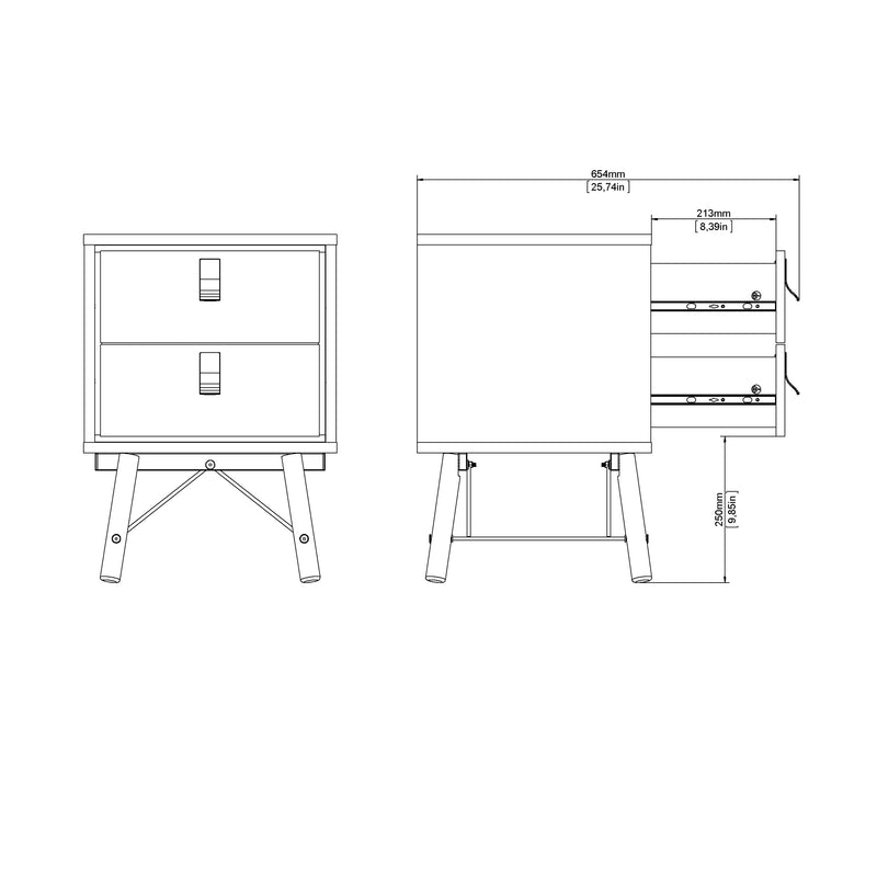 Ry Bedside Cabinet 2 Drawer – image 12