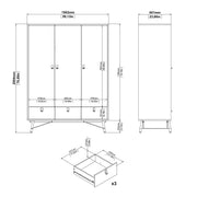 Ry Package - Wardrobe 3 Doors + 3 Drawers + Double Chest 6 Drawers + Bedside Cabinet 2 Drawers in Jackson – image 13