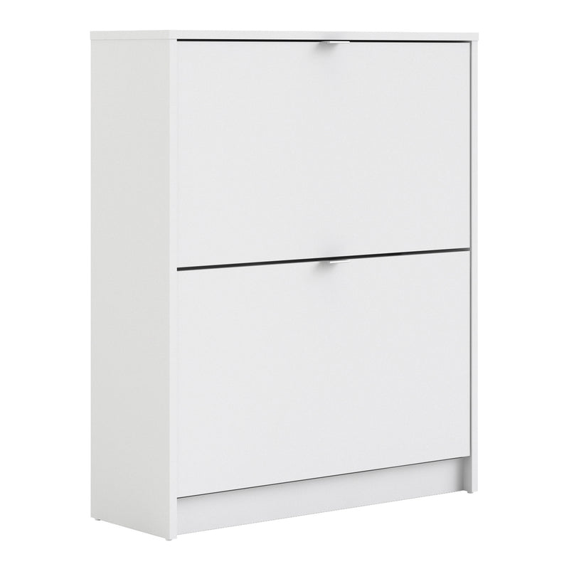Shoes Shoe Cabinet 2 Flip Down Doors and 2 layers – White – image 1