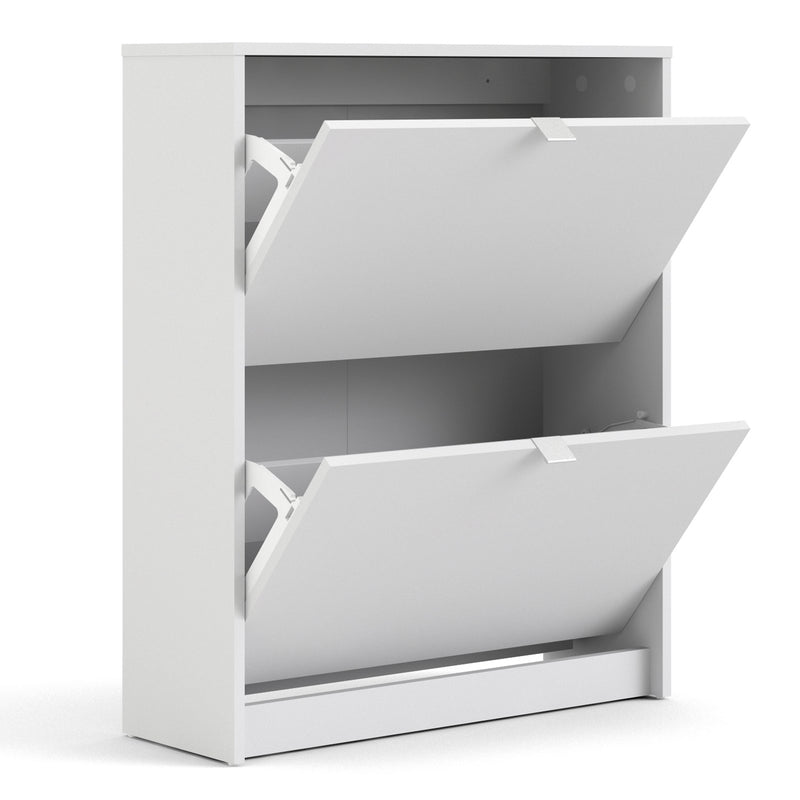 Shoes Shoe Cabinet 2 Flip Down Doors and 2 layers – White – image 4