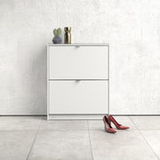 Shoes Shoe Cabinet 2 Flip Down Doors and 2 layers – White – image 5