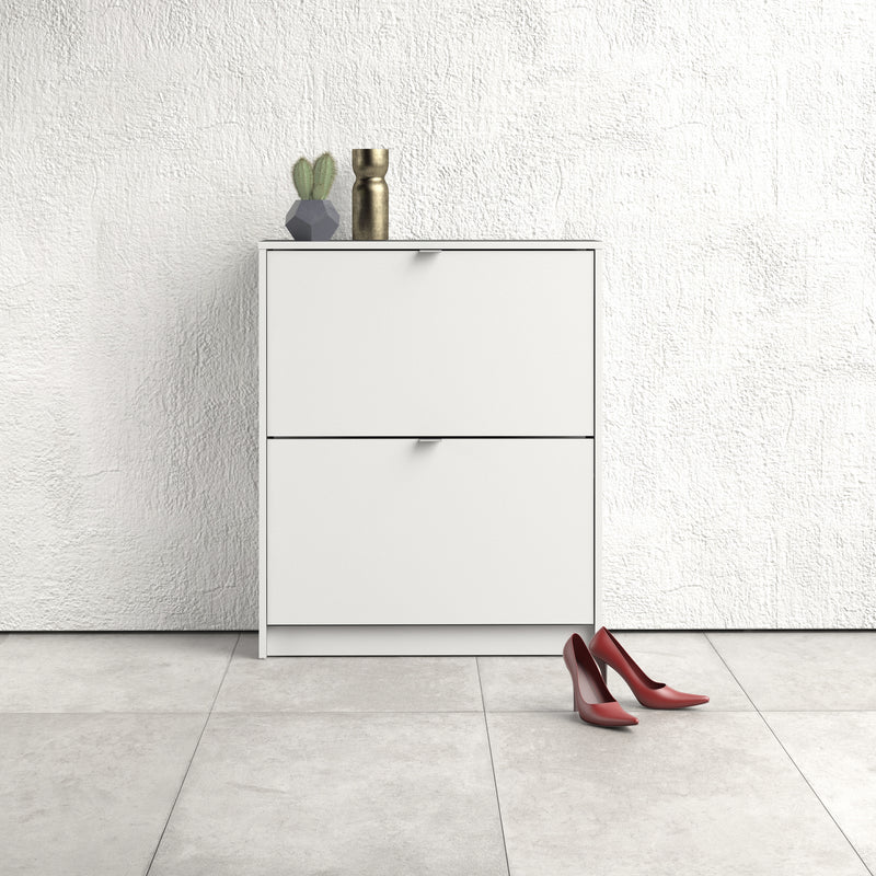 Shoes Shoe Cabinet 2 Flip Down Doors and 2 layers – White – image 5
