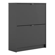 Shoes Shoe Cabinet 2 Flip Down Doors and 2 layers – Matt Black – image 1