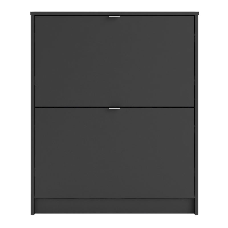 Shoes Shoe Cabinet 2 Flip Down Doors and 2 layers – Matt Black – image 2