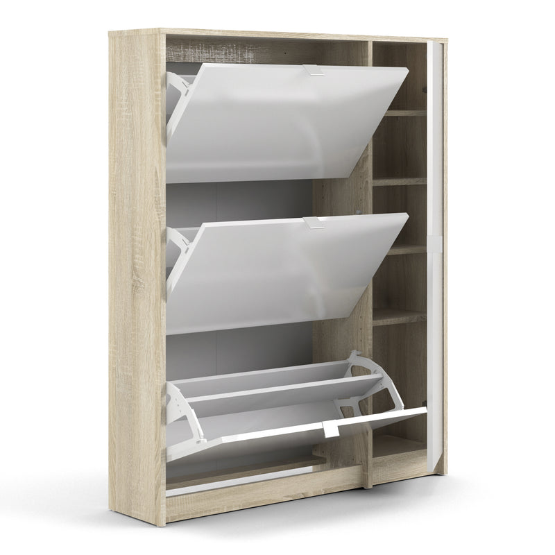 Shoes Shoe Cabinet 3 Flip Down Doors and 2 layers 1 Door Oak structure – image 4