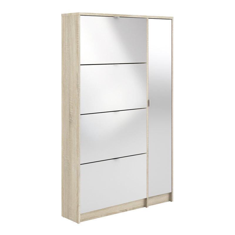 Shoes Shoe Cabinet 4 Flip Down Doors and 2 layers 1 Mirror Door Oak structure – image 1