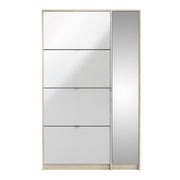 Shoes Shoe Cabinet 4 Flip Down Doors and 2 layers 1 Mirror Door Oak structure – image 2