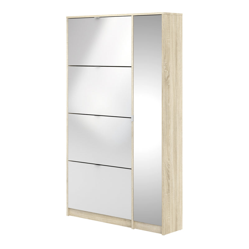 Shoes Shoe Cabinet 4 Flip Down Doors and 2 layers 1 Mirror Door Oak structure – image 3