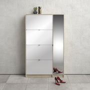 Shoes Shoe Cabinet 4 Flip Down Doors and 2 layers 1 Mirror Door Oak structure – image 5