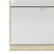 Shoes Shoe Cabinet 4 Flip Down Doors and 2 layers 1 Mirror Door Oak structure – image 7