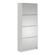 Shoes Shoe Cabinet 4 Flip Down Mirror Doors and 2 layers in White – image 1
