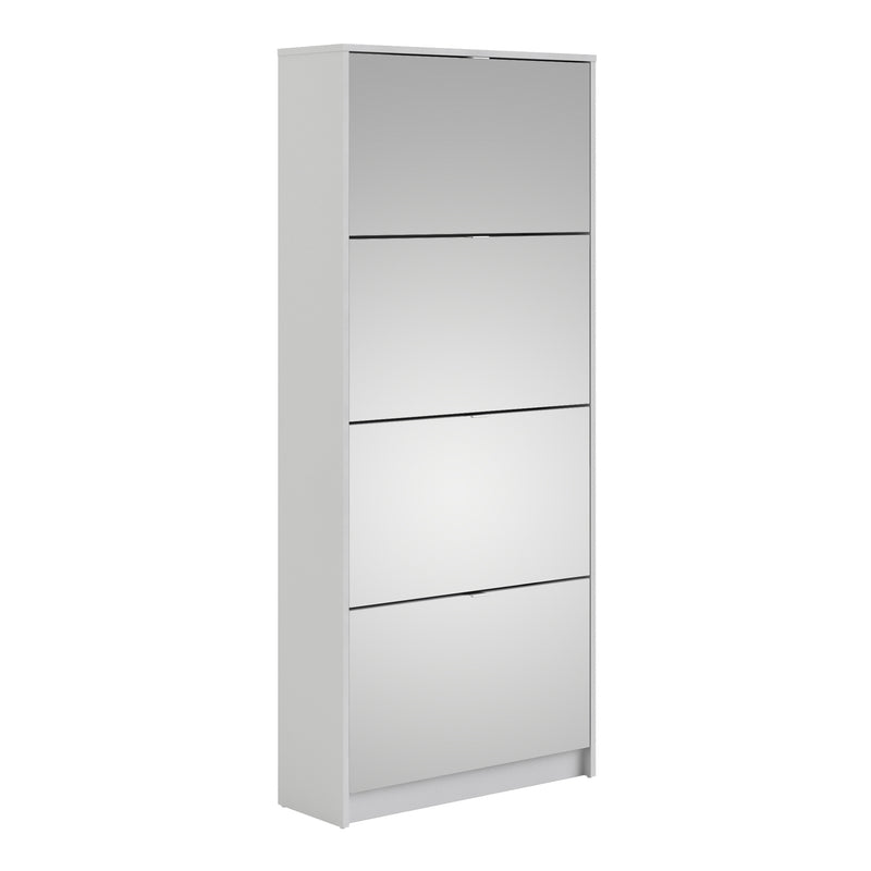 Shoes Shoe Cabinet 4 Flip Down Mirror Doors and 2 layers in White – image 1