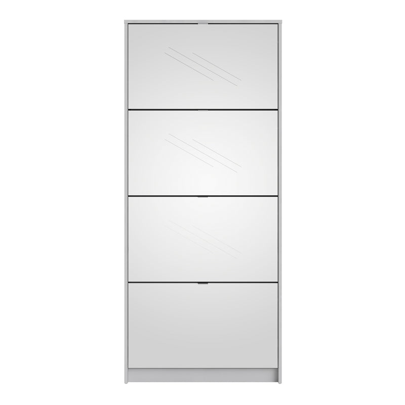 Shoes Shoe Cabinet 4 Flip Down Mirror Doors and 2 layers in White – image 2