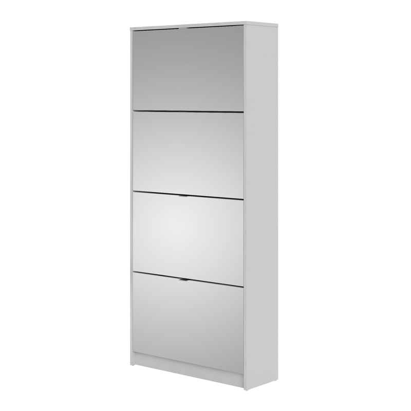 Shoes Shoe Cabinet 4 Flip Down Mirror Doors and 2 layers in White – image 3