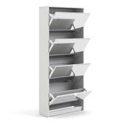 Shoes Shoe Cabinet 4 Flip Down Mirror Doors and 2 layers in White – image 4